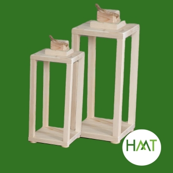 Lampion drewniany komplet